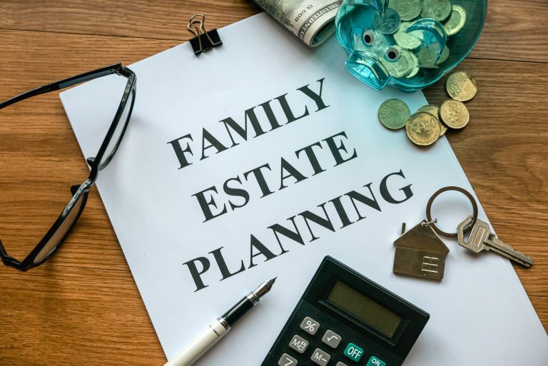 Family estate planning. Property investment and house mortgage financial real estate concept.